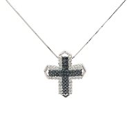 Collana Cianfrone Gioielli Donna Croce in Oro bianco Diamante Black 0.42 Ct COOR-4-198 - COOR-4-198
